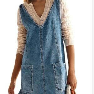 Denim Sleeveless Dress with Pockets Size Medium